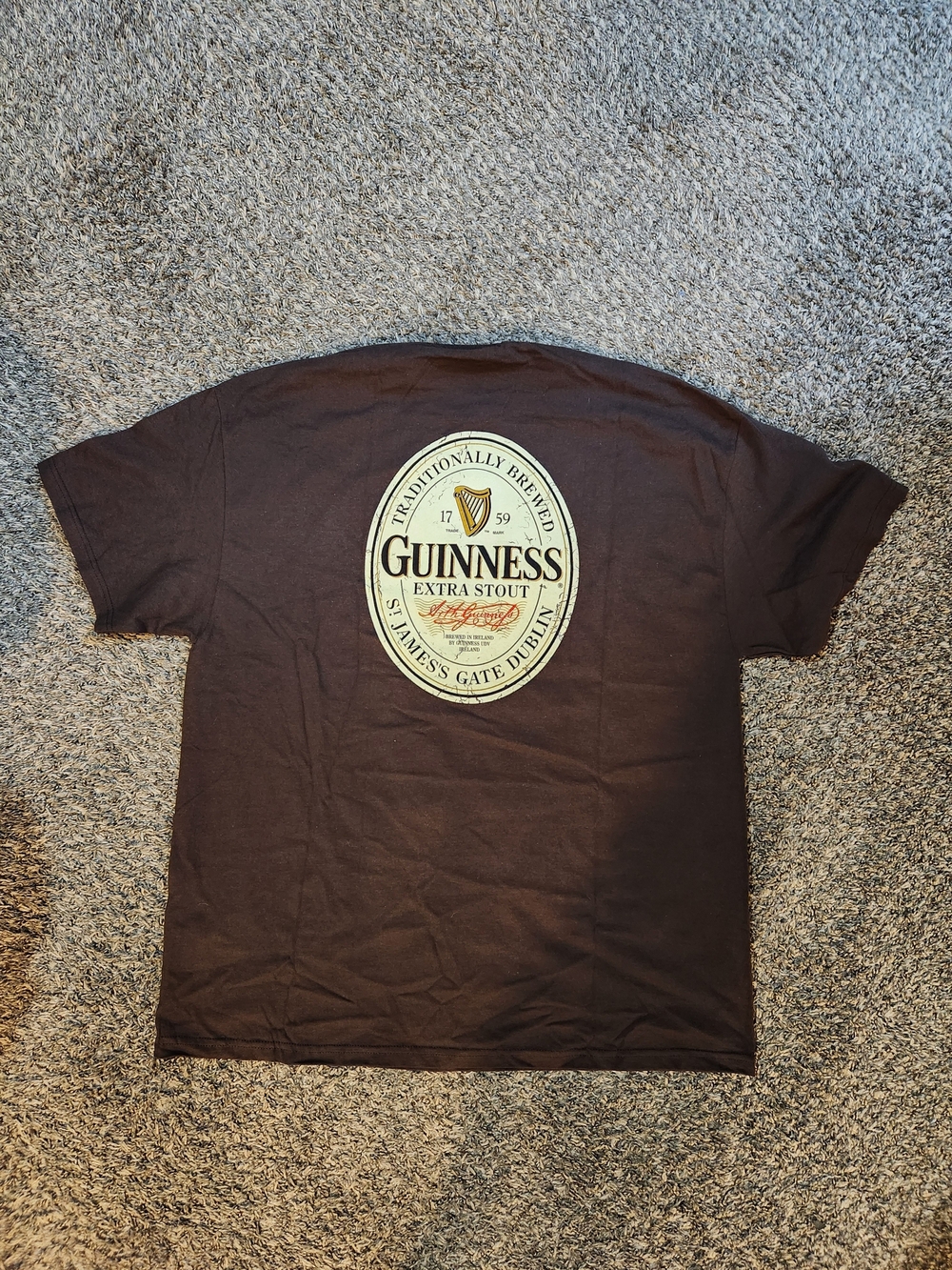 Vintage Guinness Black Short Sleeve Tee with Large Back Logo XXL Men
